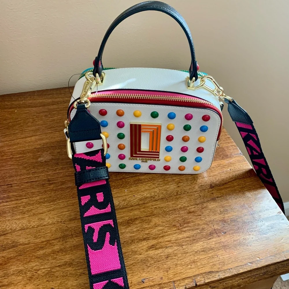 Karl Lagerfeld White Crossbody Bag with Polkadots - Picture 4 of 14